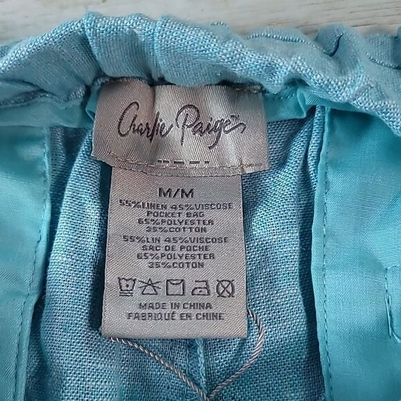 NEW NWT Charlie Paige Linen Pants Pull-On Drawstring 405439 Sizei Medium - Picture 7 of 9